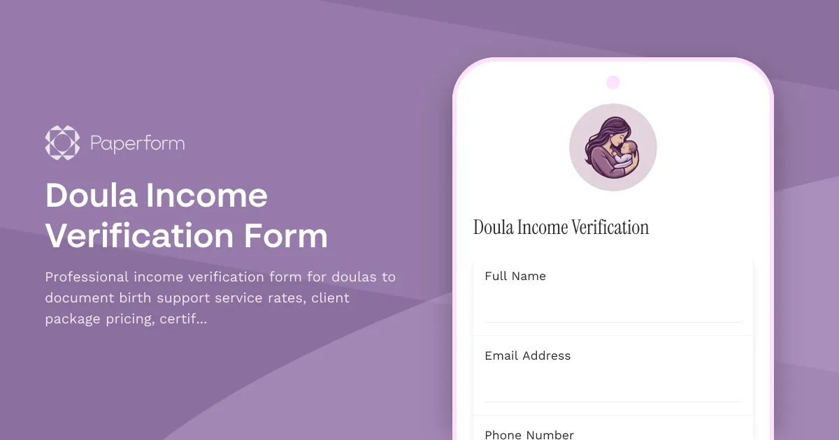 Doula Income Verification Form