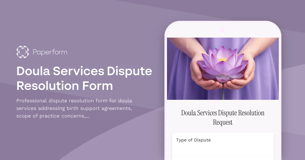 Doula Services Dispute Resolution Form