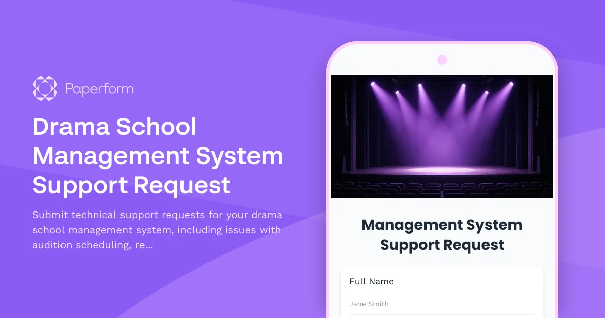 Drama School Management System Support Request