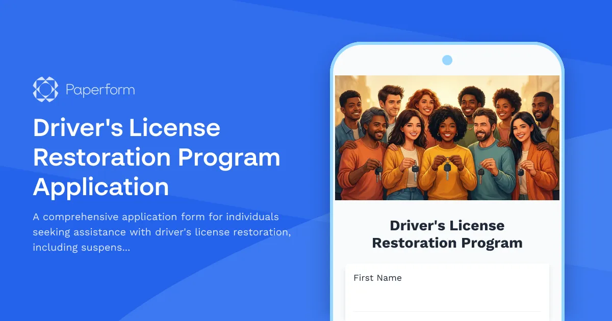 Driver's License Restoration Program Application