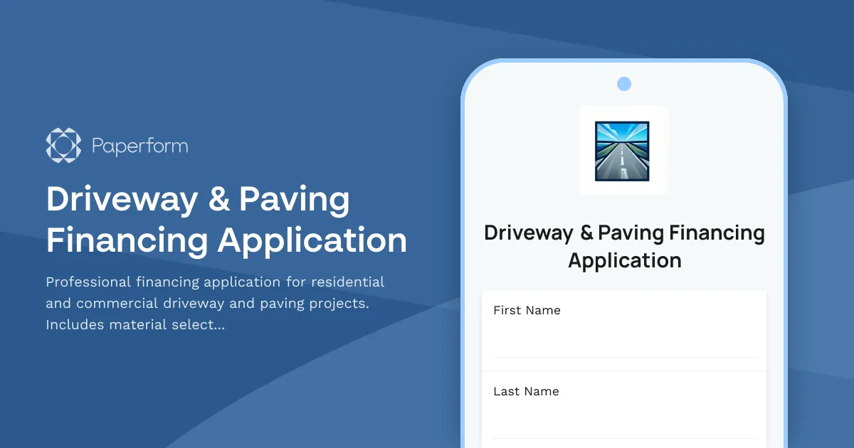 Driveway & Paving Financing Application