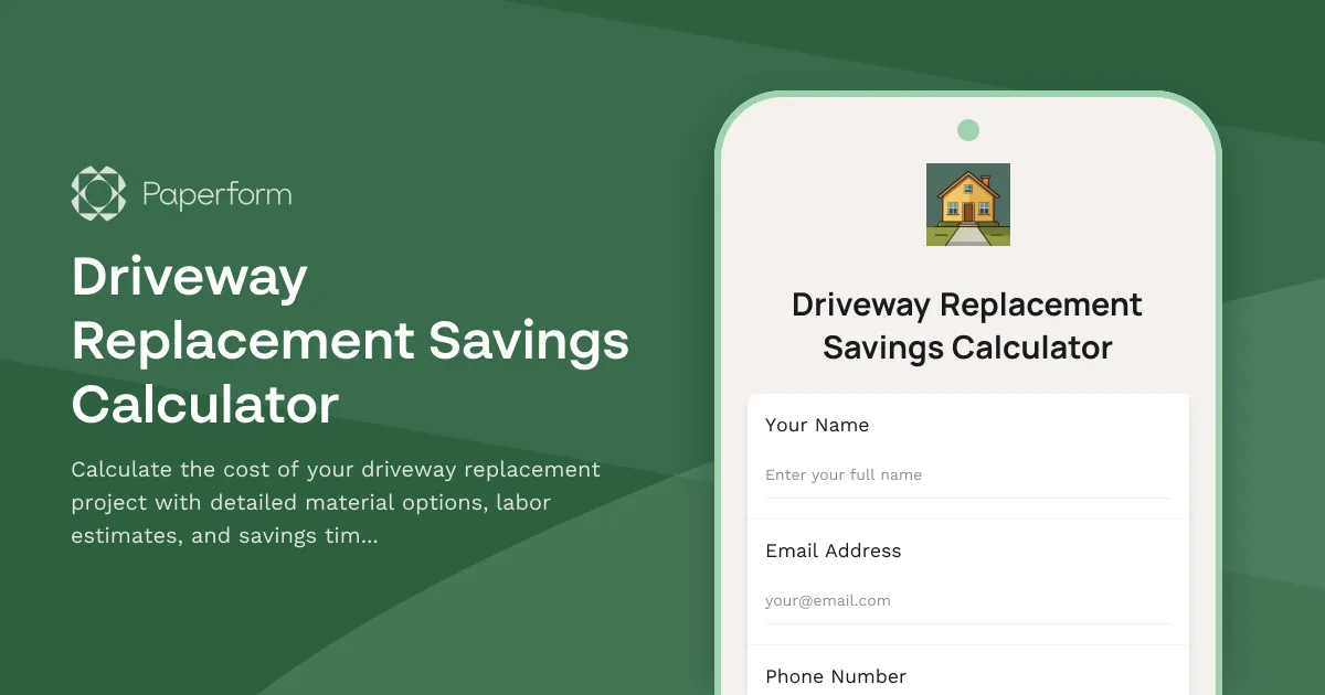 Driveway Replacement Savings Calculator