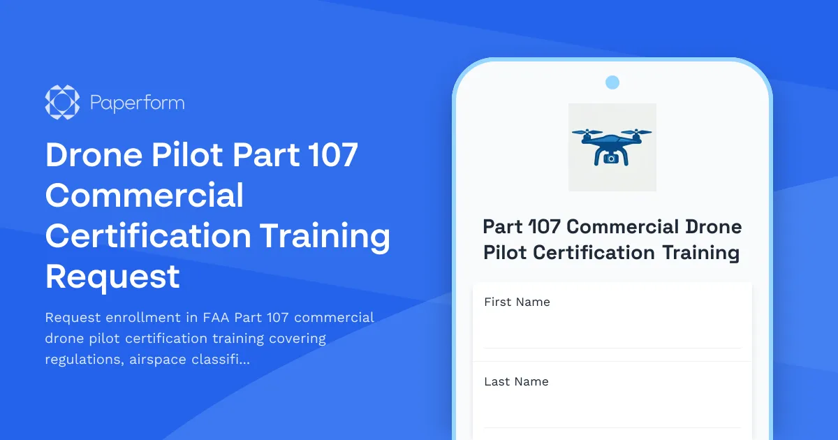 Drone Pilot Part 107 Commercial Certification Training Request