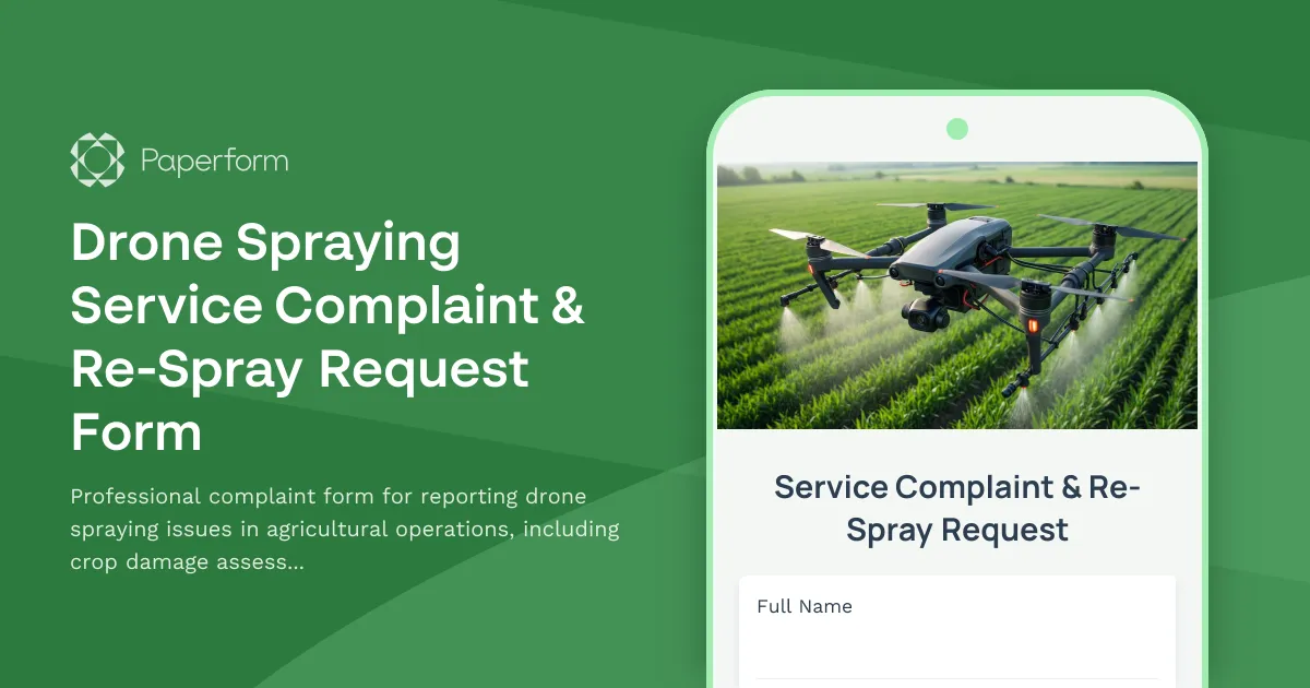 Drone Spraying Service Complaint & Re-Spray Request Form