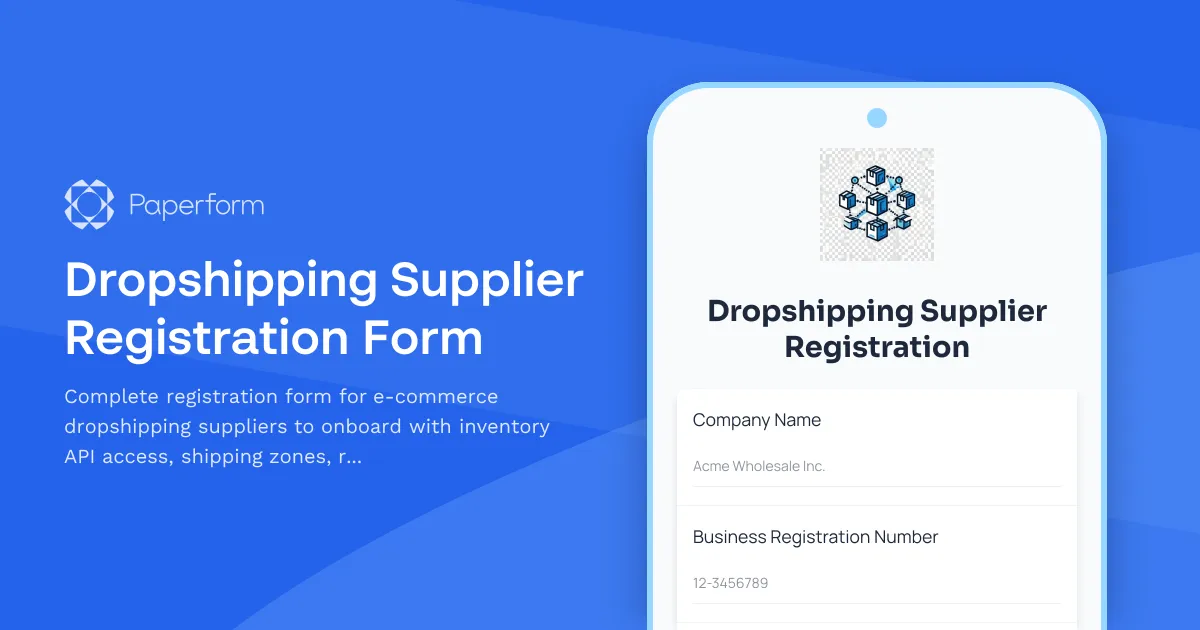 Dropshipping Supplier Registration Form