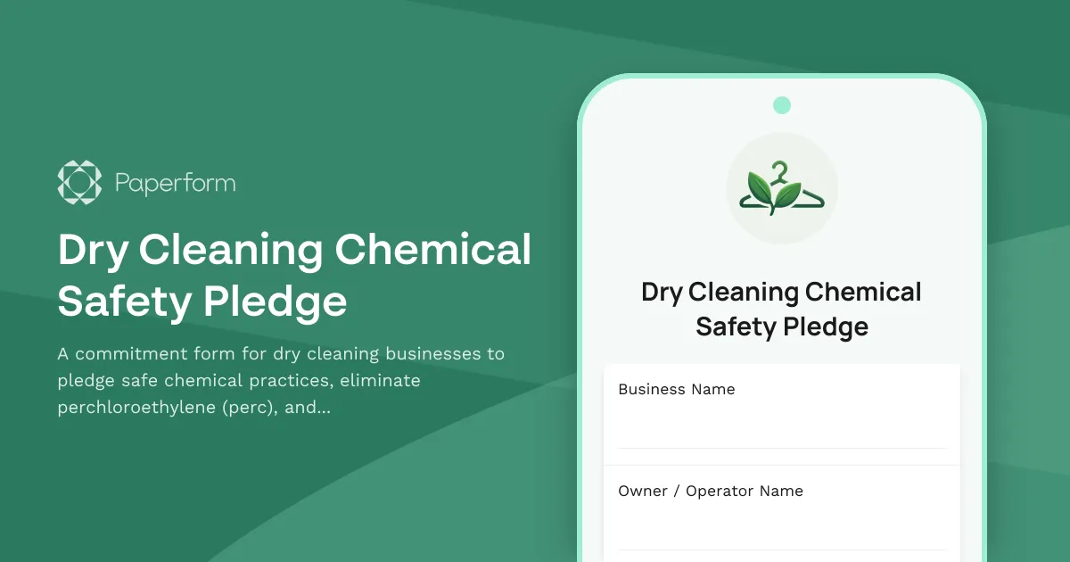 Dry Cleaning Chemical Safety Pledge