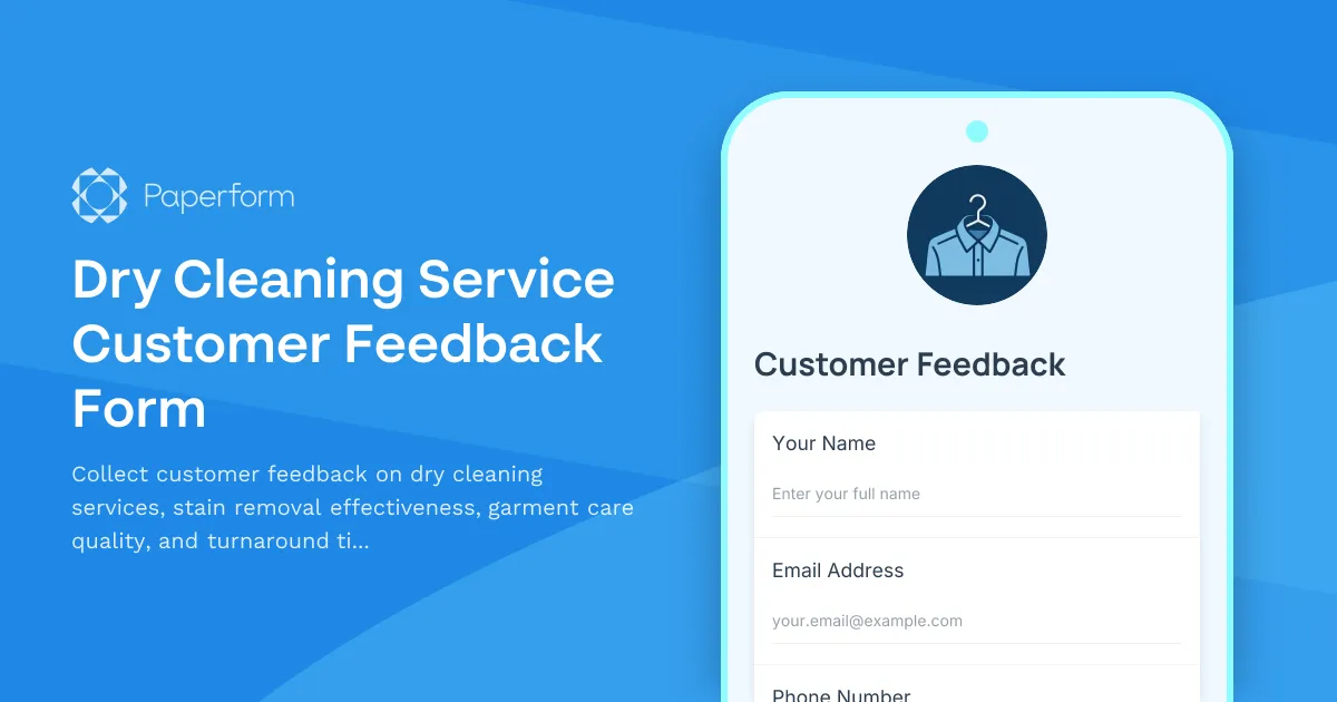 Dry Cleaning Service Customer Feedback Form