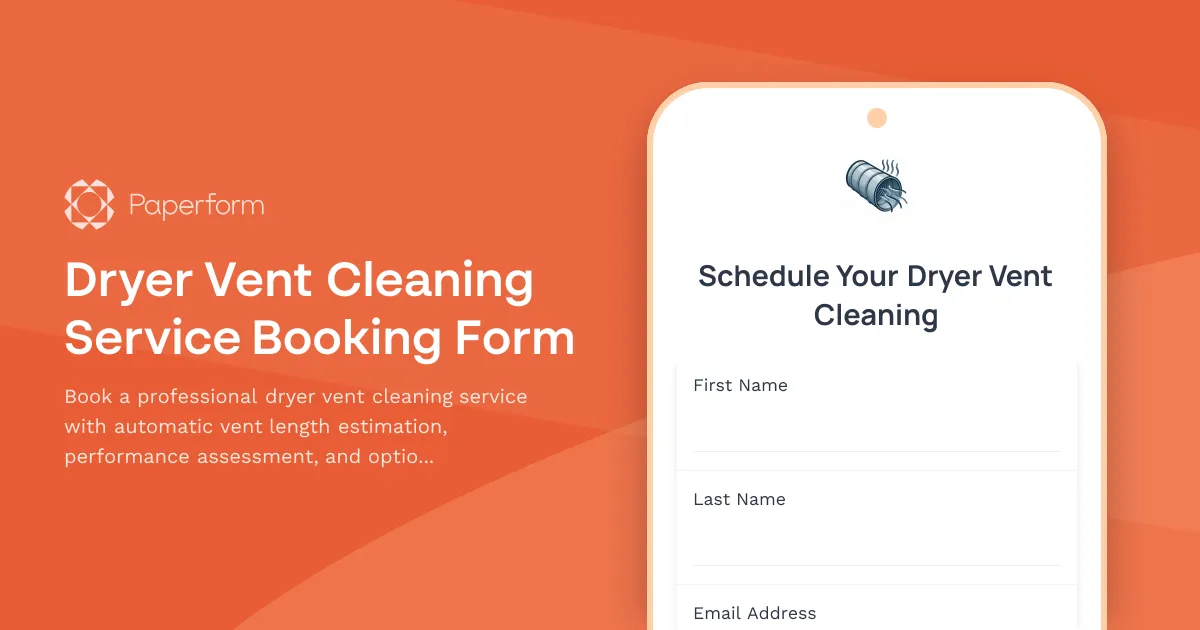 Dryer Vent Cleaning Service Booking Form