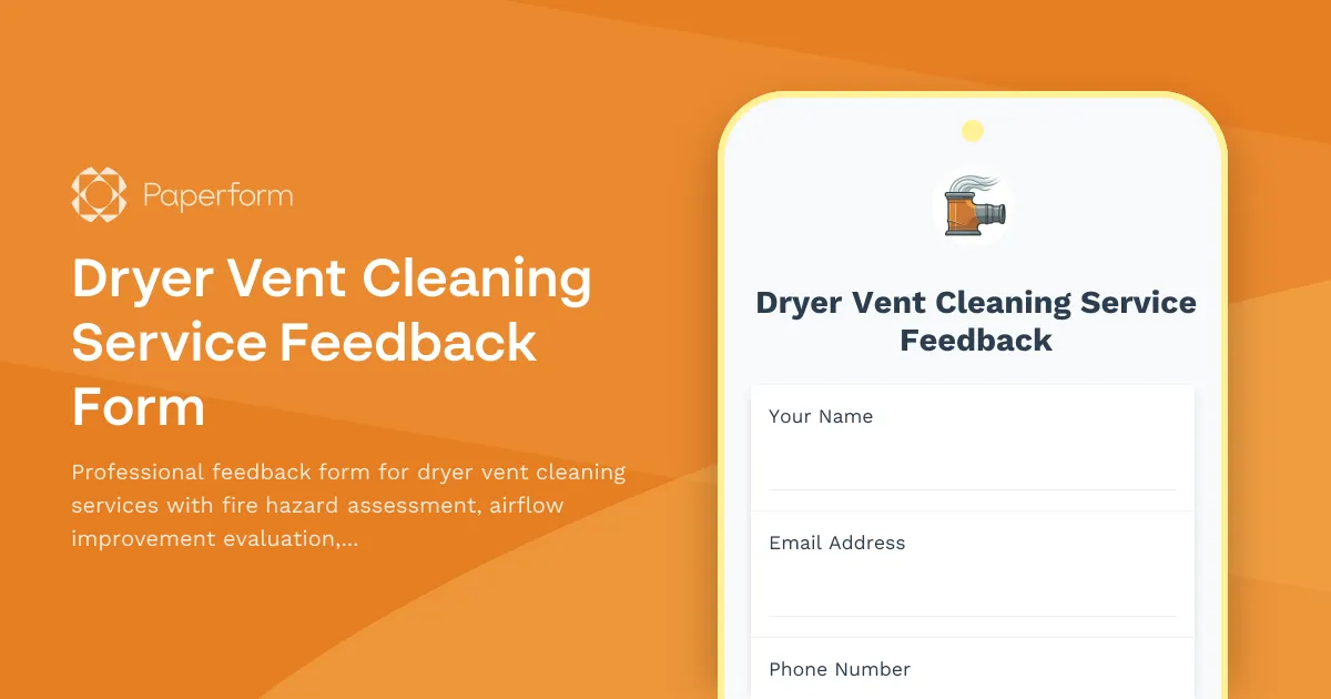 Dryer Vent Cleaning Service Feedback Form