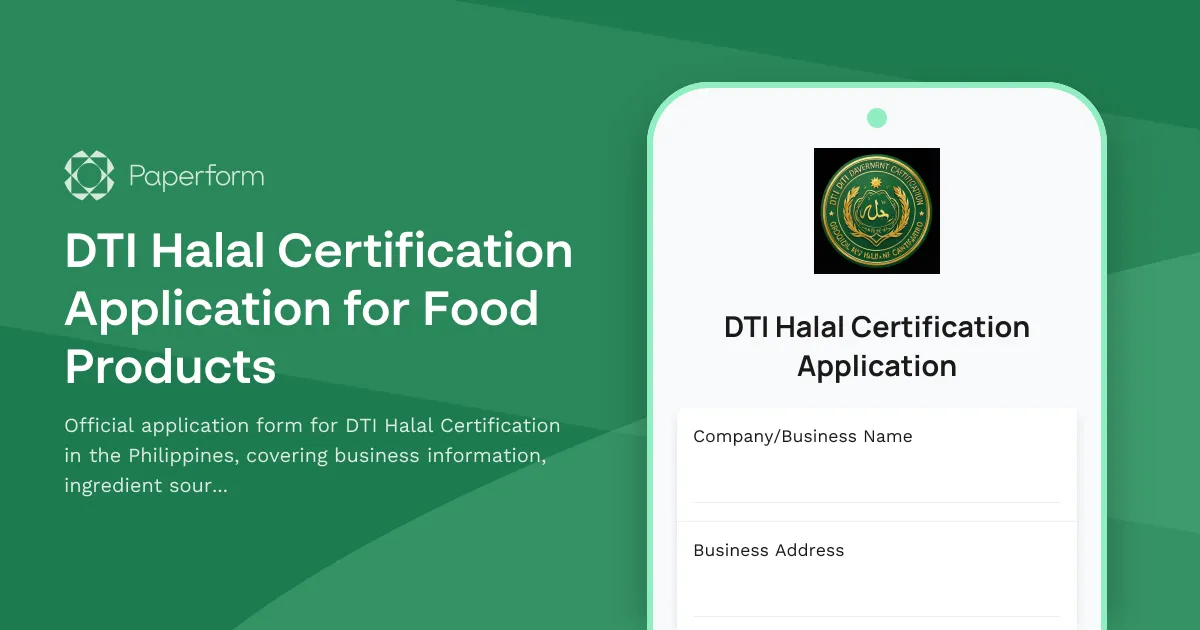 DTI Halal Certification Application for Food Products