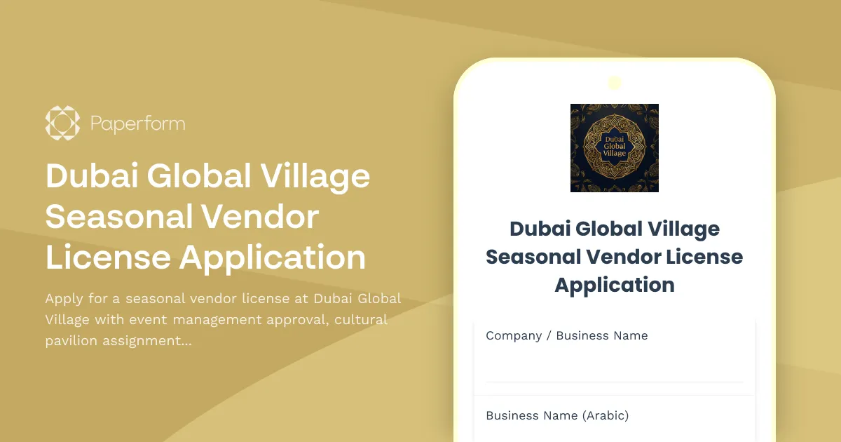 Dubai Global Village Seasonal Vendor License Application