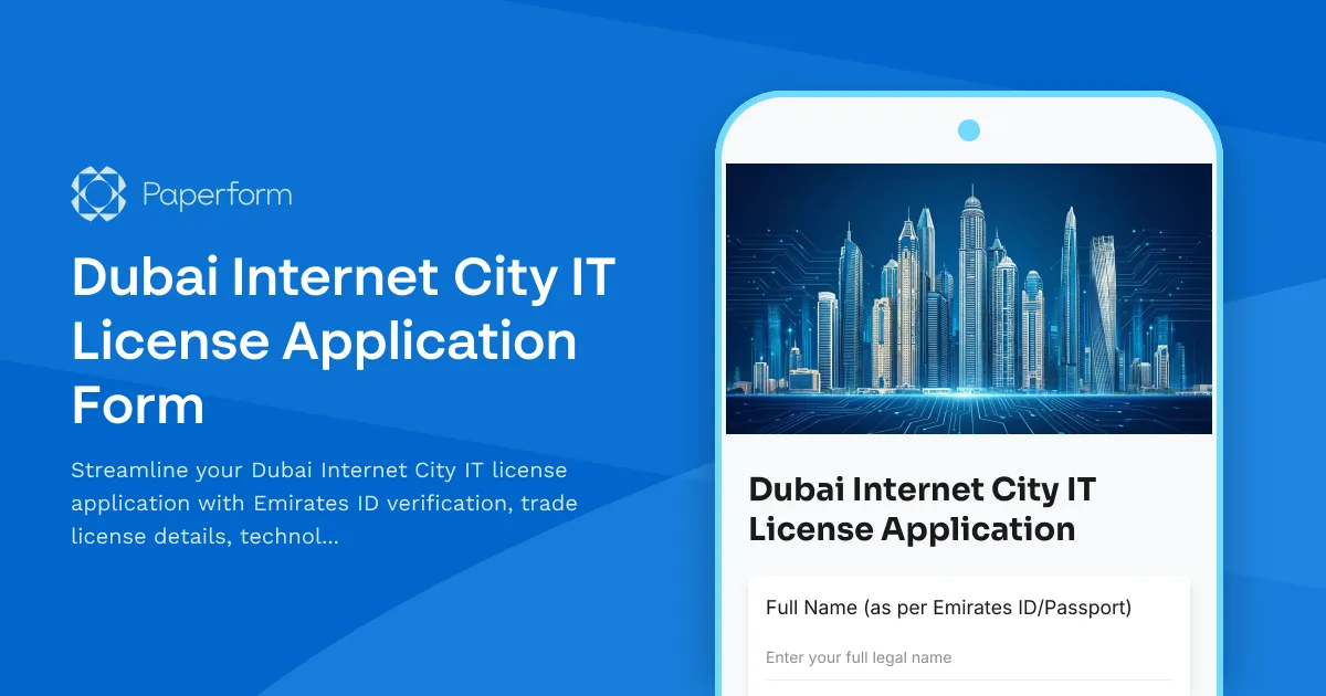 Dubai Internet City IT License Application Form
