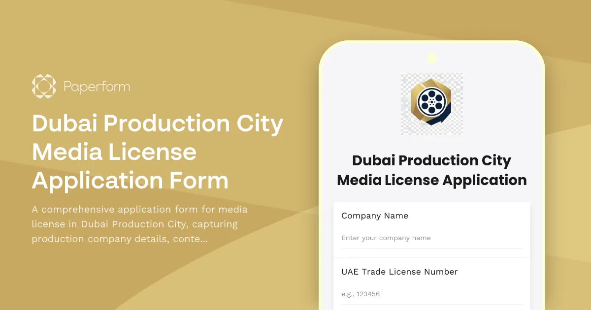 Dubai Production City Media License Application Form