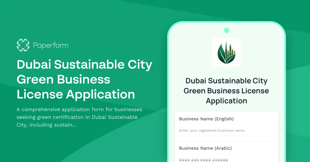 Dubai Sustainable City Green Business License Application