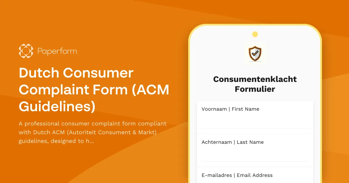 Dutch Consumer Complaint Form (ACM Guidelines)