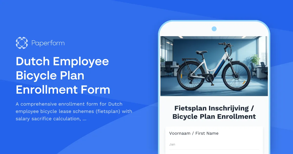 Dutch Employee Bicycle Plan Enrollment Form