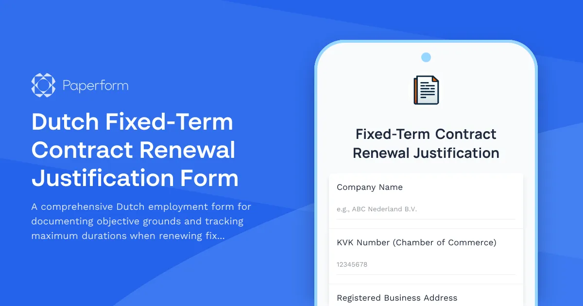 Dutch Fixed-Term Contract Renewal Justification Form