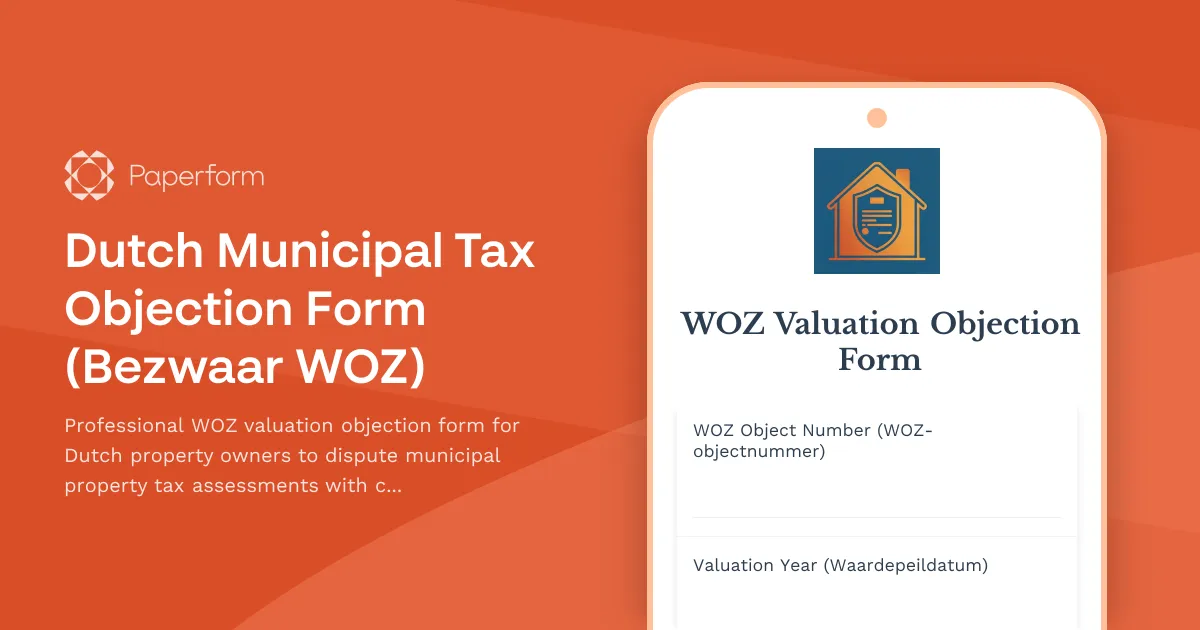 Dutch Municipal Tax Objection Form (Bezwaar WOZ)