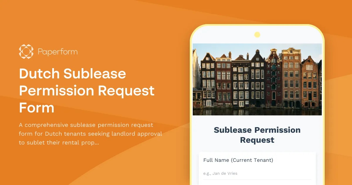 Dutch Sublease Permission Request Form