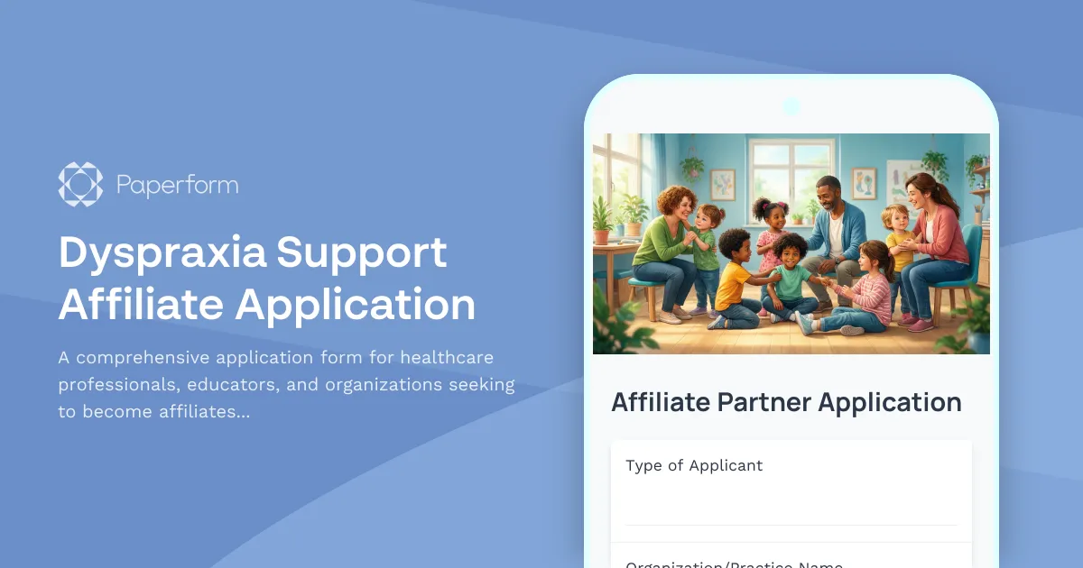Dyspraxia Support Affiliate Application