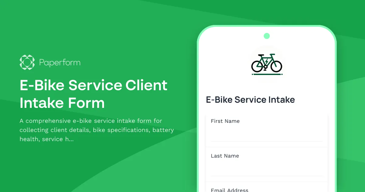 E-Bike Service Client Intake Form