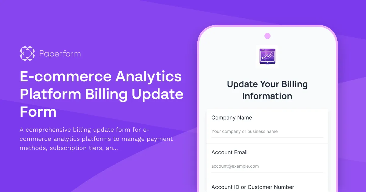 E-commerce Analytics Platform Billing Update Form