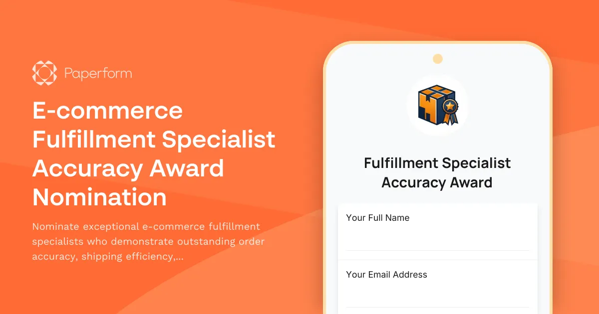 E-commerce Fulfillment Specialist Accuracy Award Nomination