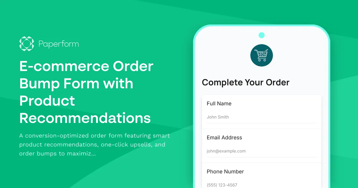 E-commerce Order Bump Form with Product Recommendations
