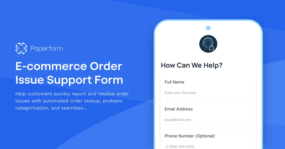 E-commerce Order Issue Support Form