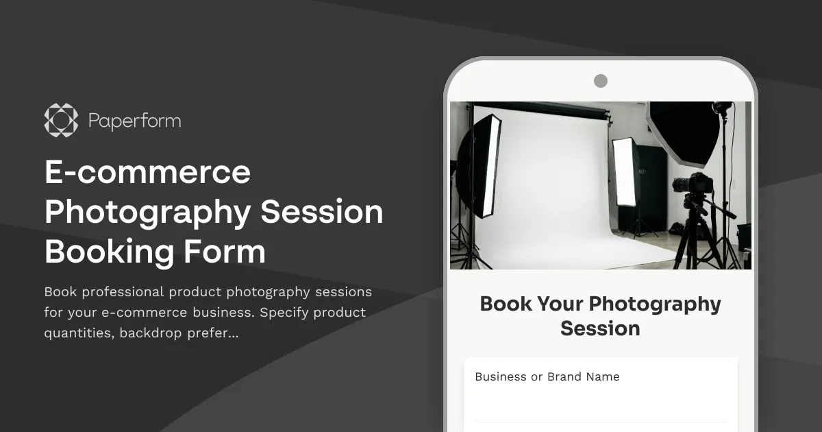 E-commerce Photography Session Booking Form