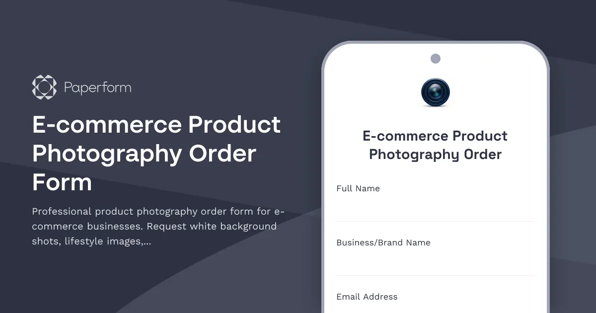 E-commerce Product Photography Order Form