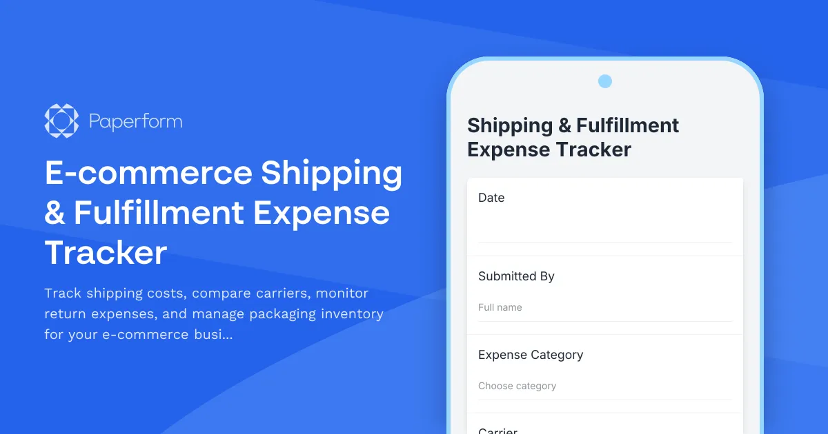 E-commerce Shipping & Fulfillment Expense Tracker