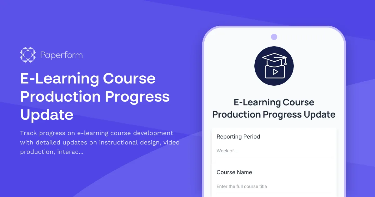 E-Learning Course Production Progress Update