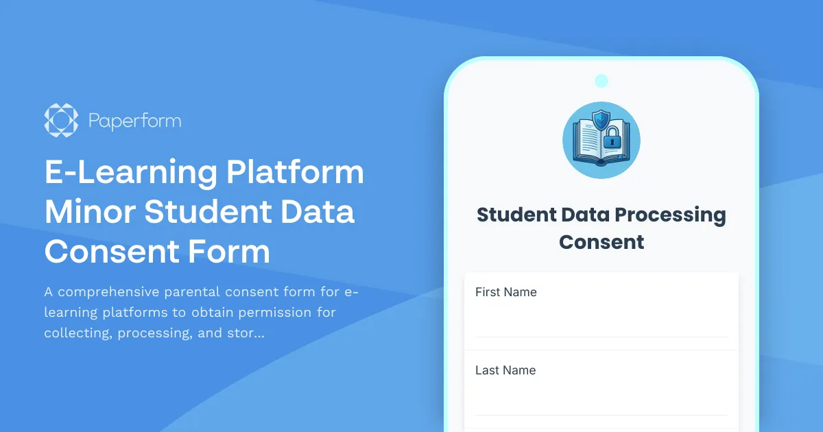 E-Learning Platform Minor Student Data Consent Form