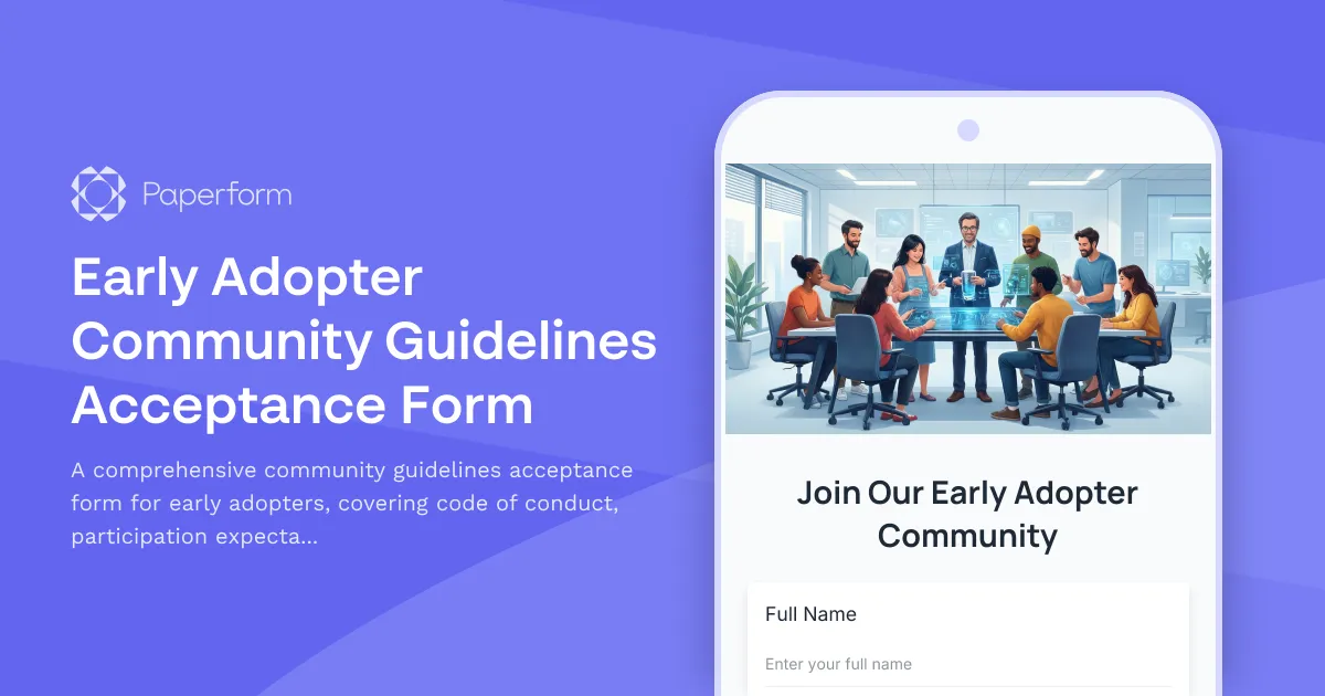 Early Adopter Community Guidelines Acceptance Form