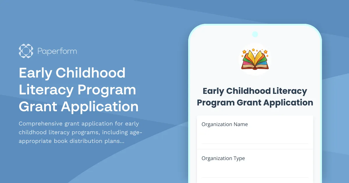 Early Childhood Literacy Program Grant Application