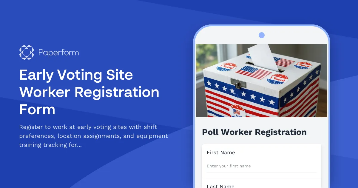 Early Voting Site Worker Registration Form