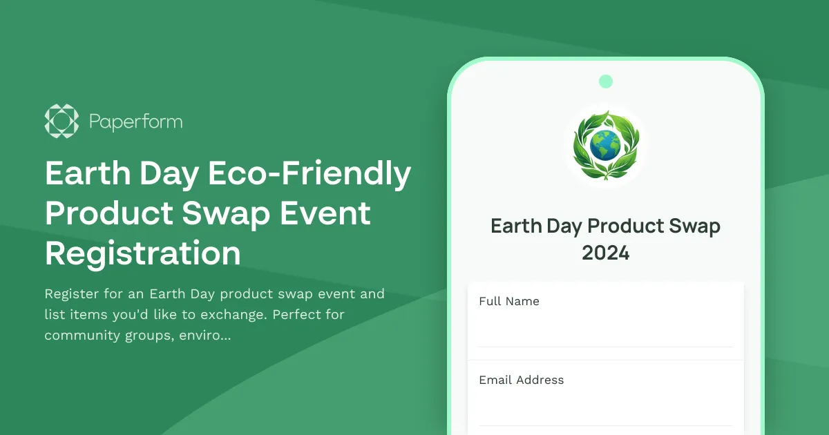 Earth Day Eco-Friendly Product Swap Event Registration