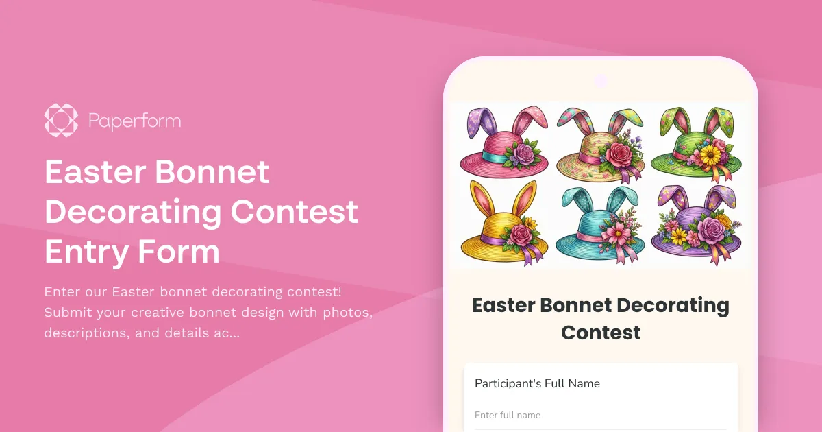 Easter Bonnet Decorating Contest Entry Form