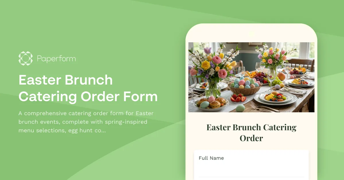 Easter Brunch Catering Order Form