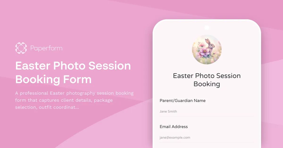 Easter Photo Session Booking Form