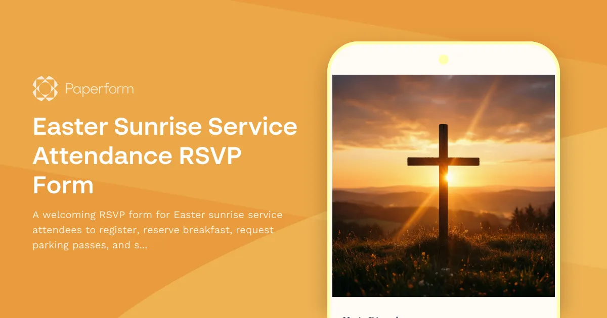 Easter Sunrise Service Attendance RSVP Form