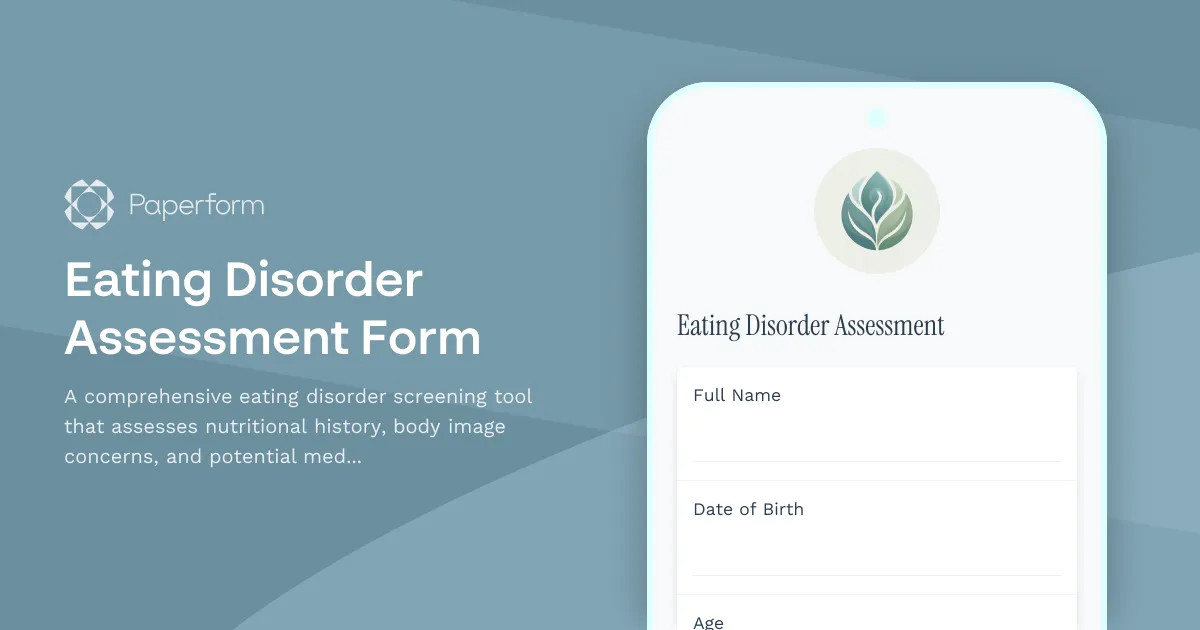 Eating Disorder Assessment Form