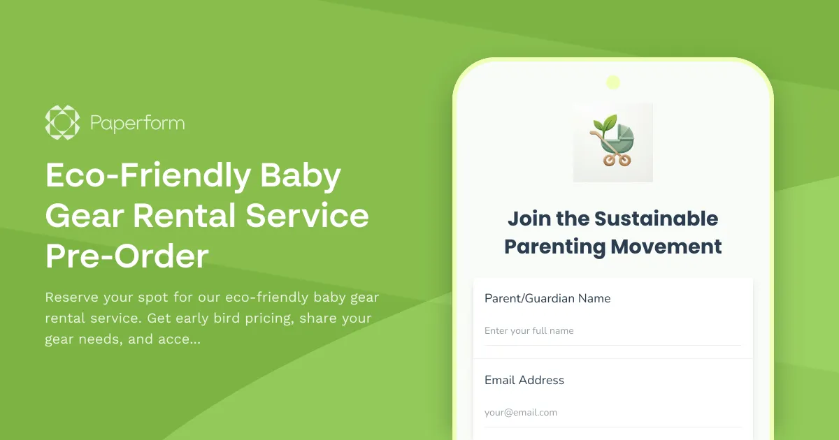 Eco-Friendly Baby Gear Rental Service Pre-Order