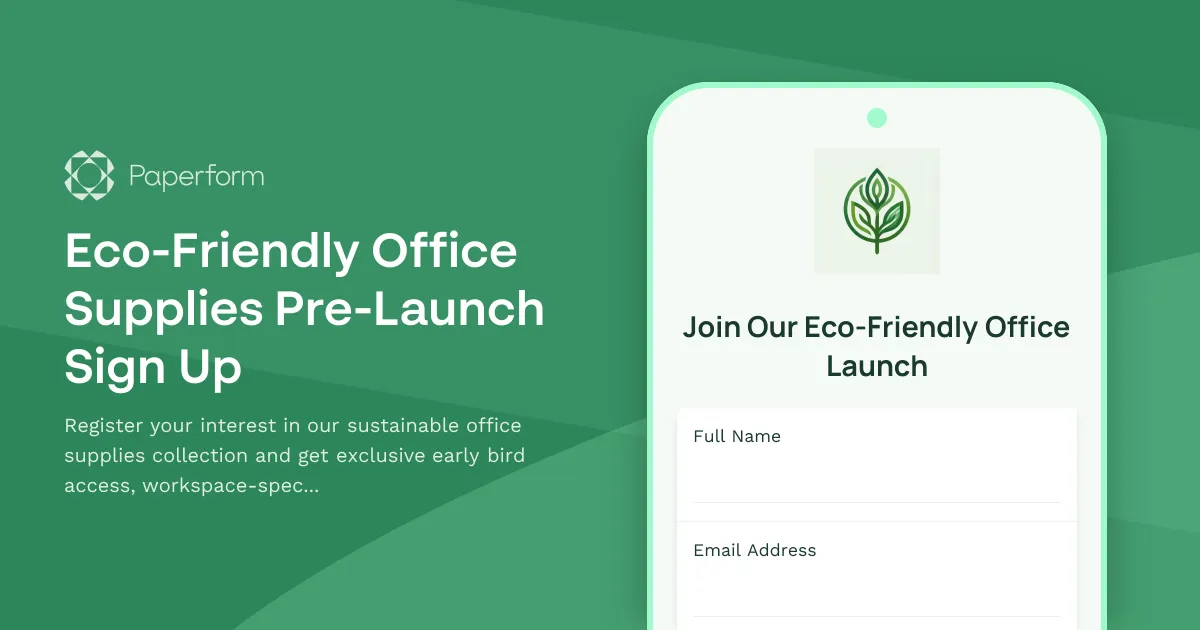 Eco-Friendly Office Supplies Pre-Launch Sign Up
