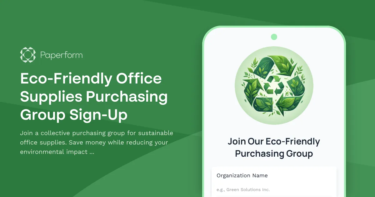 Eco-Friendly Office Supplies Purchasing Group Sign-Up