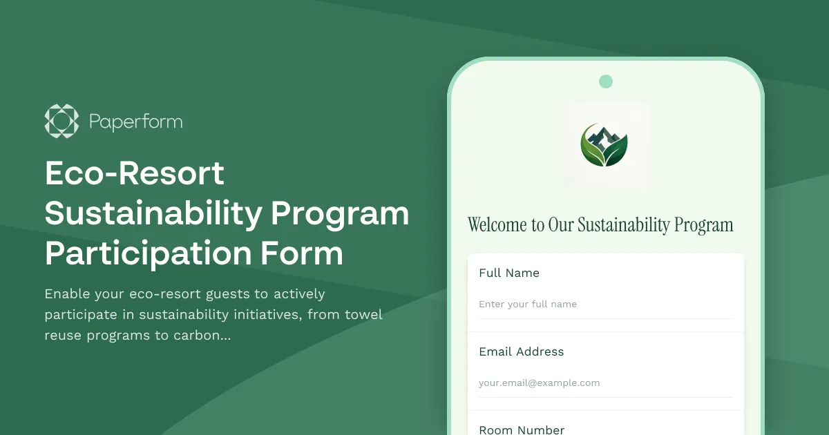 Eco-Resort Sustainability Program Participation Form