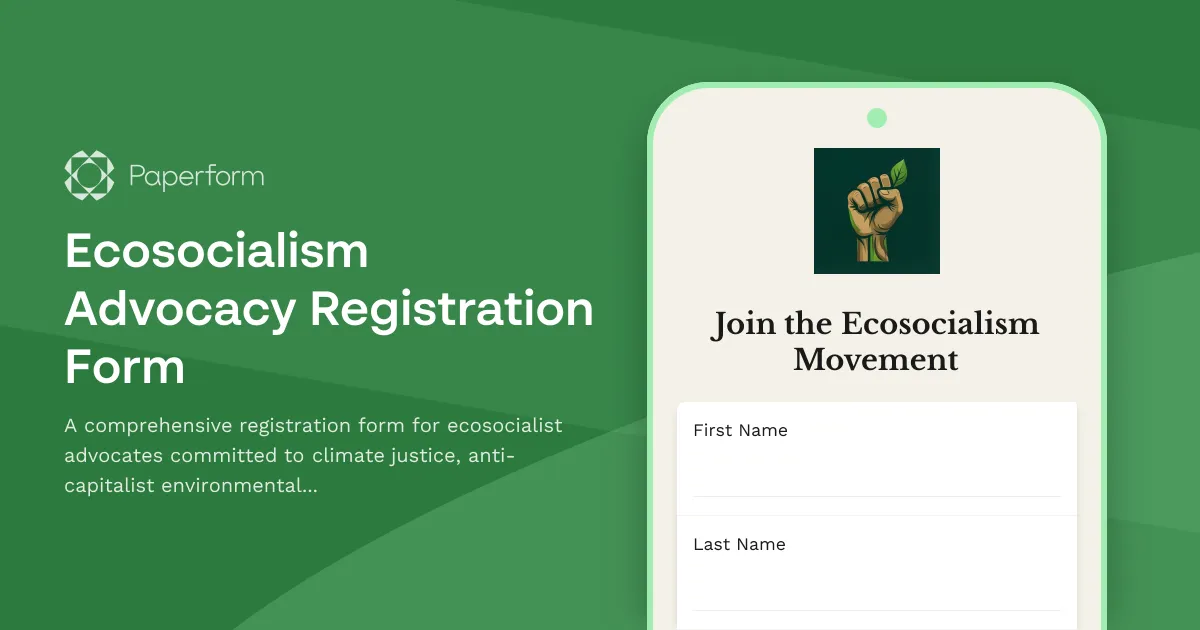 Ecosocialism Advocacy Registration Form