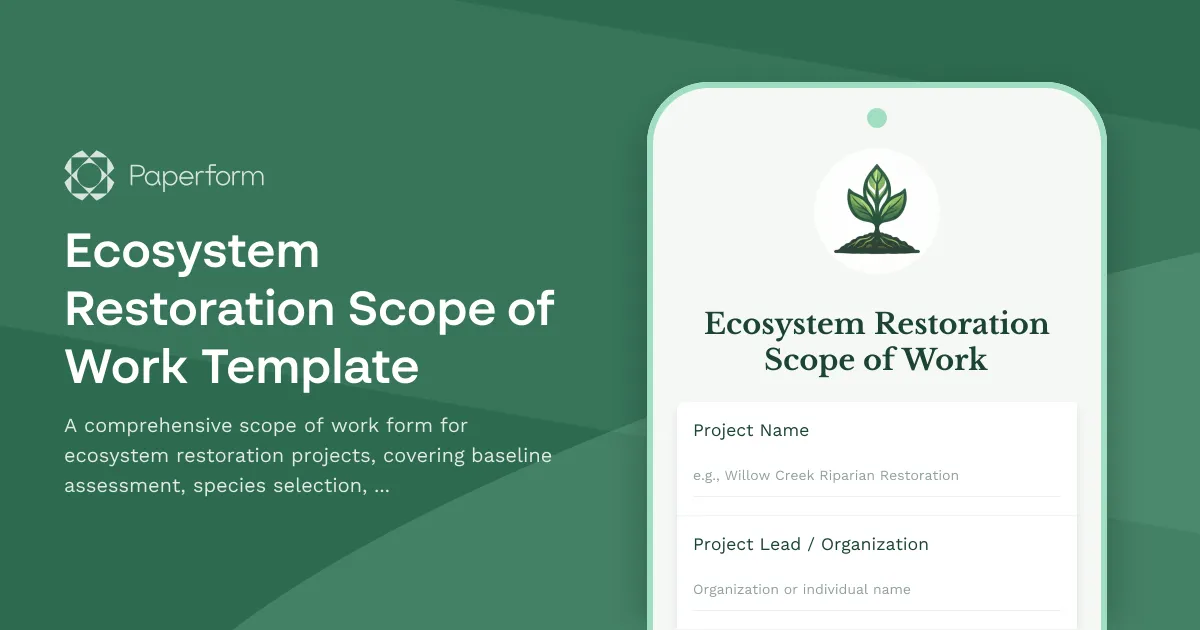 Ecosystem Restoration Scope of Work Template