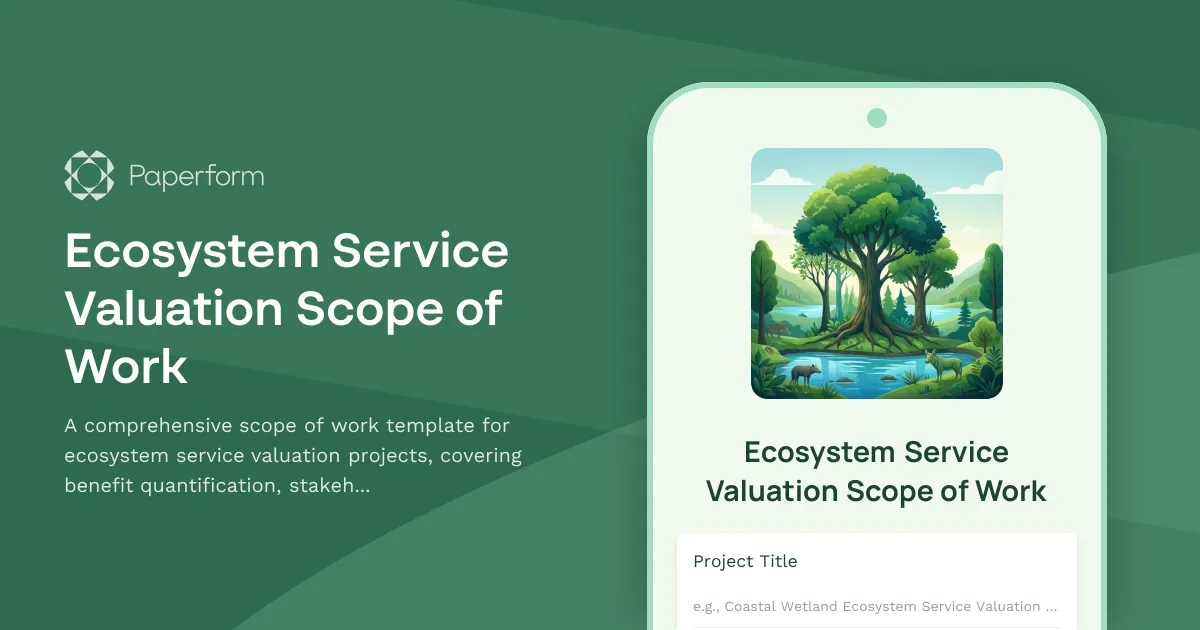 Ecosystem Service Valuation Scope of Work
